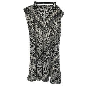 Norton McNaughton Maxi Skirt Black‎ & Gray Swirls Ruffle Hem Size 14